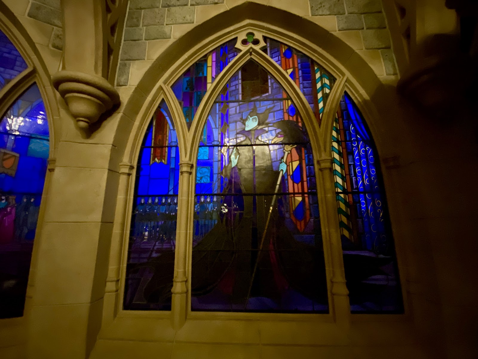 Sleeping Beauty Castle Walk-Through w/Stained Glass, Tapestries
