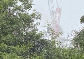 Walt Disney World Construction Crane Near Swan and Dolphin Resort Struck By Lightning