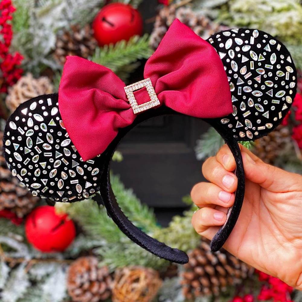 Disney Parks Gift Minnie Mouse Ears Mickey Black Bow Spot Red Sequins Headband