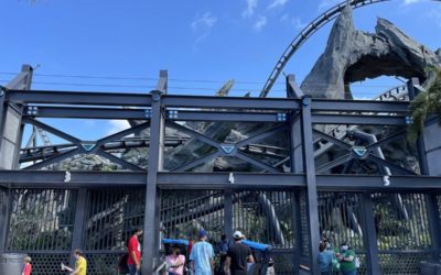 Construction Walls and Lining Removed From Jurassic World Velocicoaster Exterior