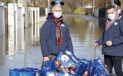 Disney VoluntEARS From Disneyland Paris Give Gift Baskets To Flood Victims In Nearby Towns