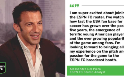 Alessandro Del Piero Joins ESPN FC as a Soccer Pundit Starting March 6th