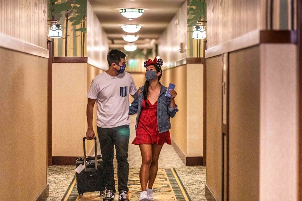 Guests walking inside a hotel