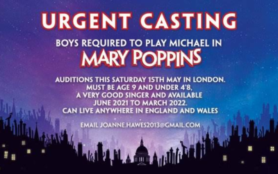 "Mary Poppins" In England Now Casting The Role of Michael With Auditions This Weekend
