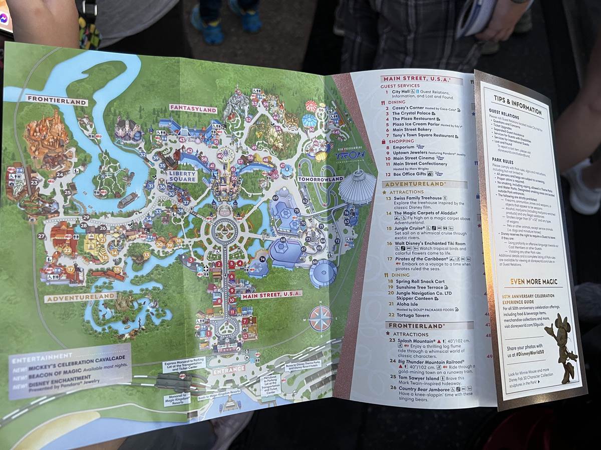Magic Kingdom Walt Disney World 50th Anniversary Park Map 