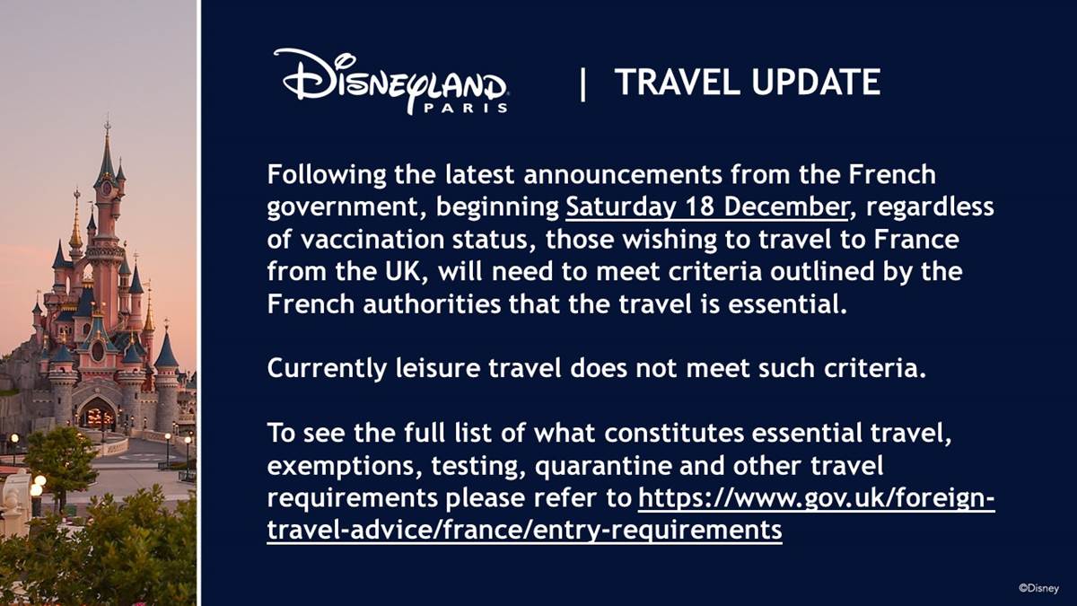 disneyland paris travel restrictions