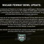 The University of Virginia No Longer Participating in Wasabi Fenway Bowl Due to High Number of COVID Cases