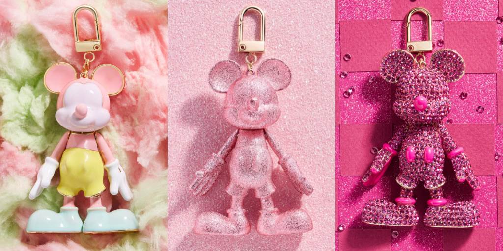 gold glitter baublebar mickey mouse bag charm 2022 