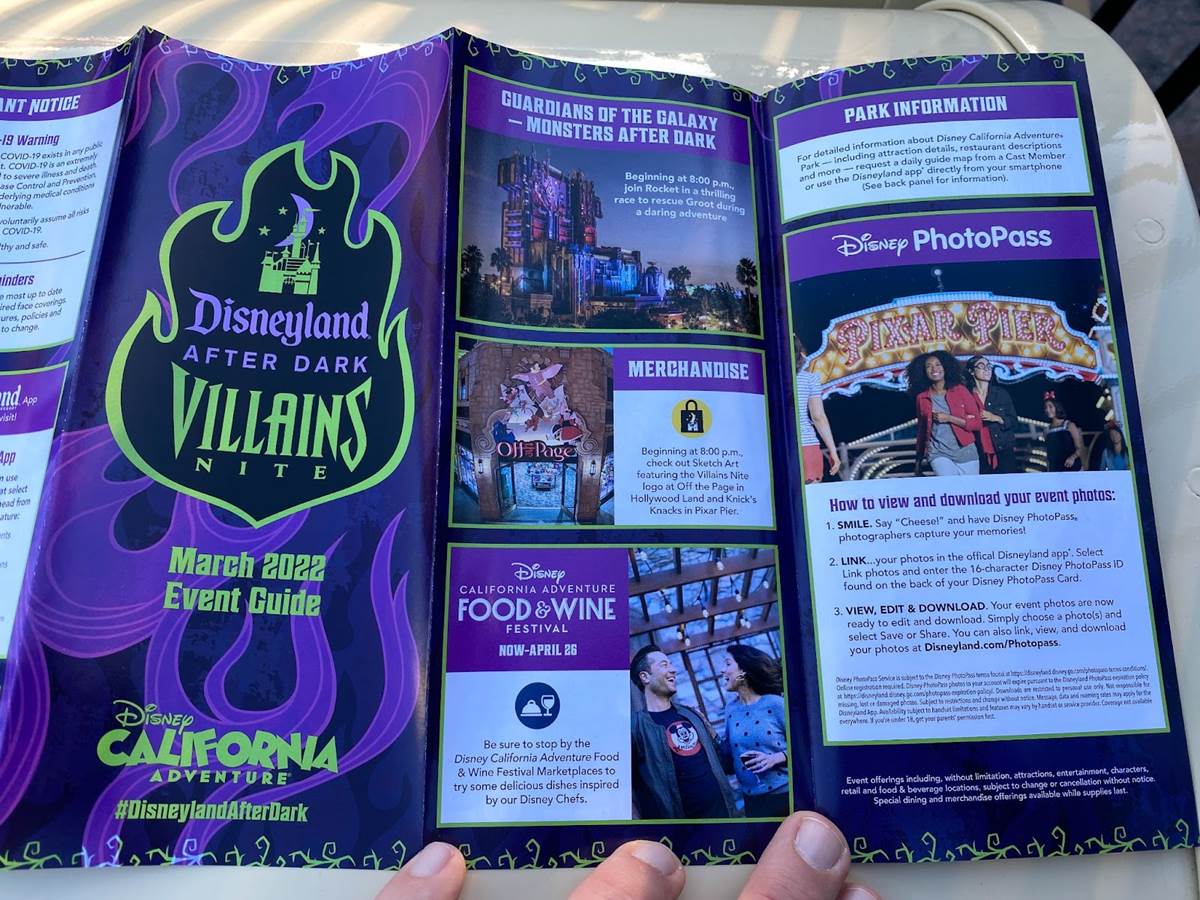 Disneyland After Dark: Villains Nite Park Map with Food Offerings and ...