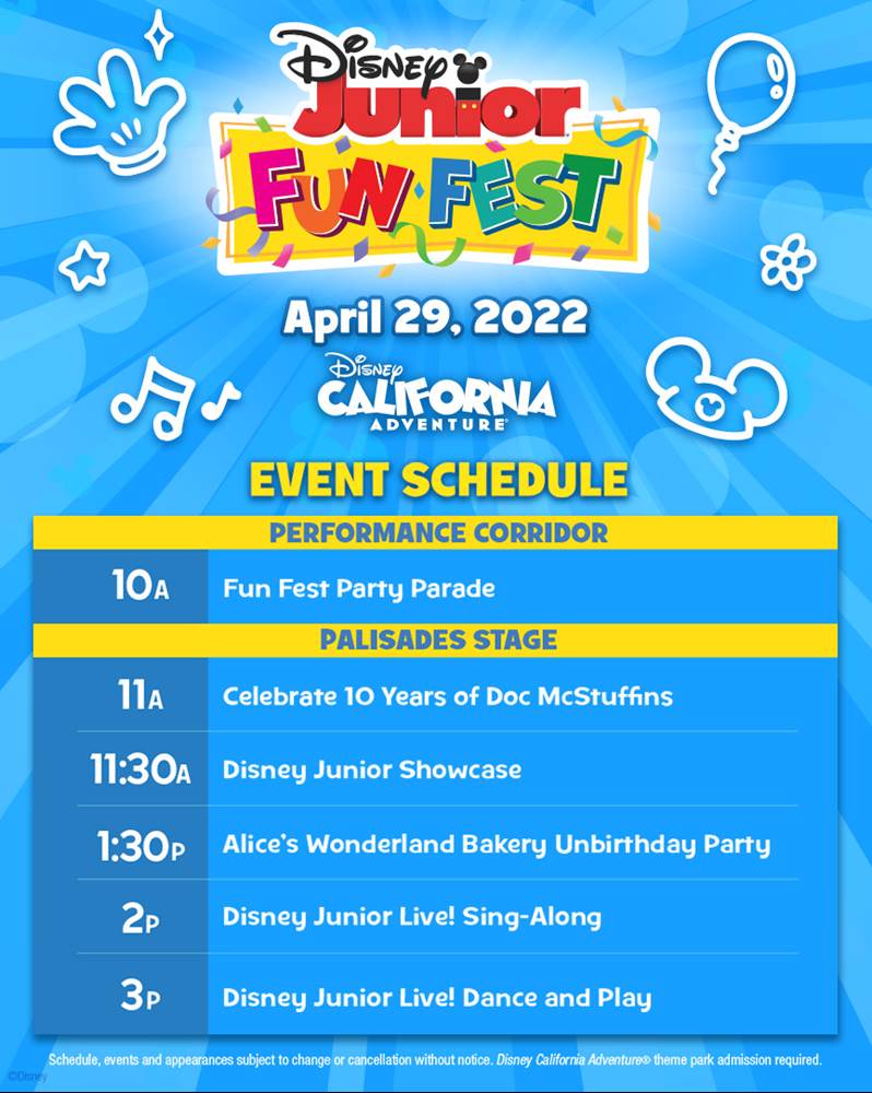 Event Schedule Revealed for Disney Junior Fun Fest at Disney California