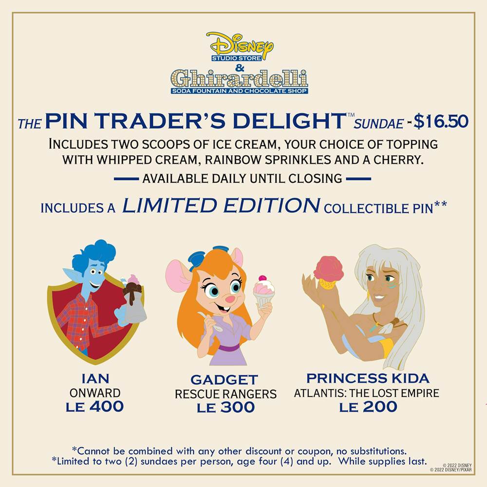 Disney Studio Store Hollywood Releases New Pin Trader’s Delight Sundaes