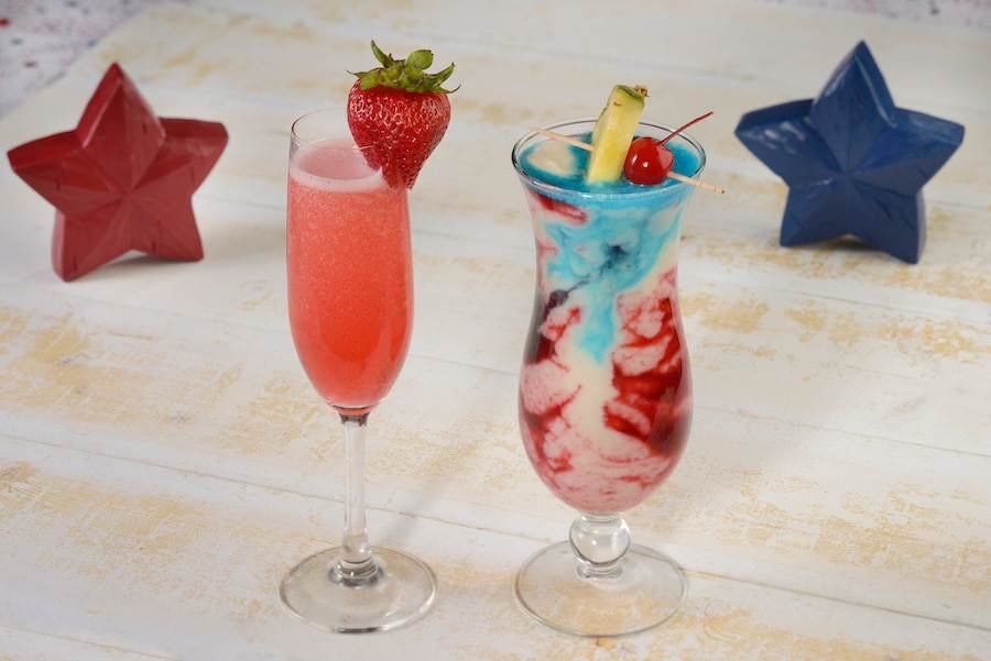 Sparkling Strawberry drink and Stars and Stripes drink from Walt Disney World Resorts