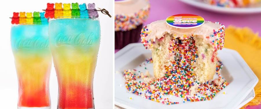 Simply Rainbow drink and Pride Sprinkle Cupcake