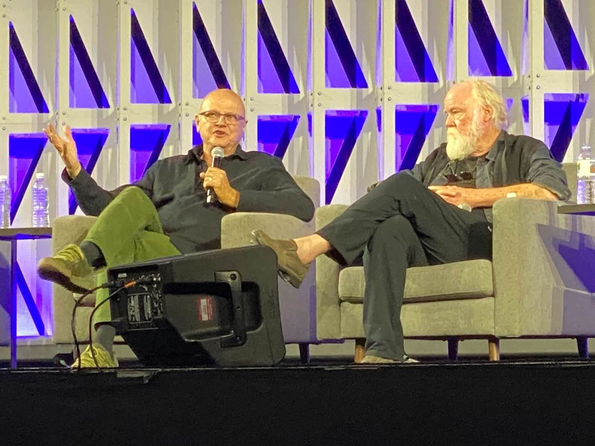 Dennis Muren and Phil Tippett as they appeared at Star Wars Celebration Anaheim in May of 2022