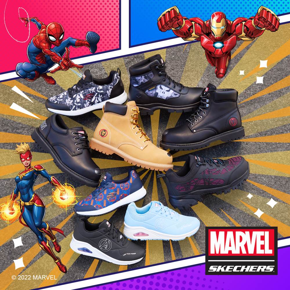 Captain Marvel, Spider-Man and Up Marvel x Skechers Collection