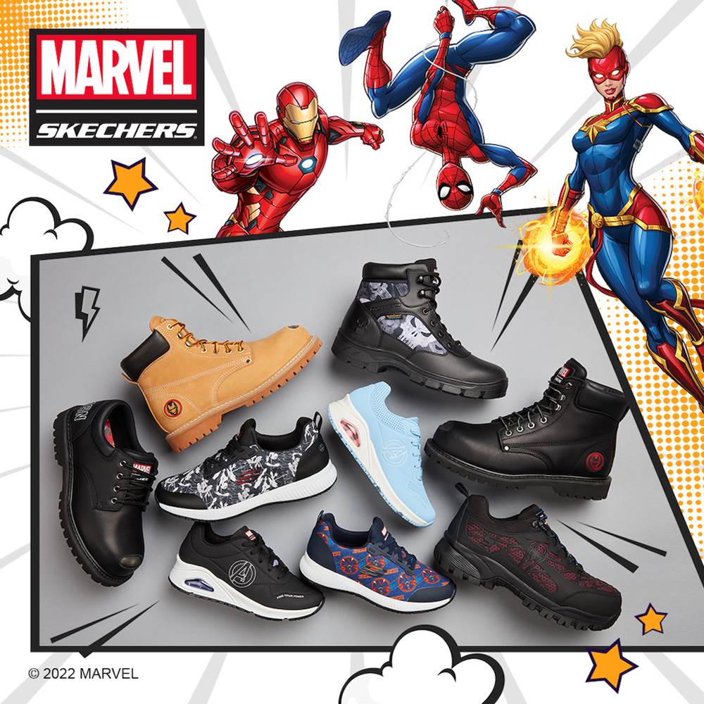 Captain Marvel, Spider-Man and Up Marvel x Skechers Collection