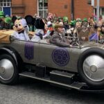 Mickey And Minnie Don Disney100 Outfits for St. Patrick’s Day Parade in Dublin, Ireland