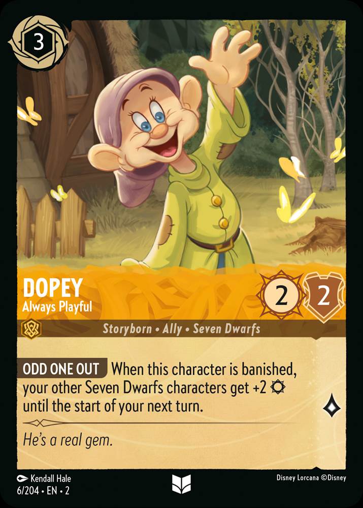 Disney Lorcana: Rise of the Floodborn Exclusive Card Reveal: Dopey -  Always Playful 