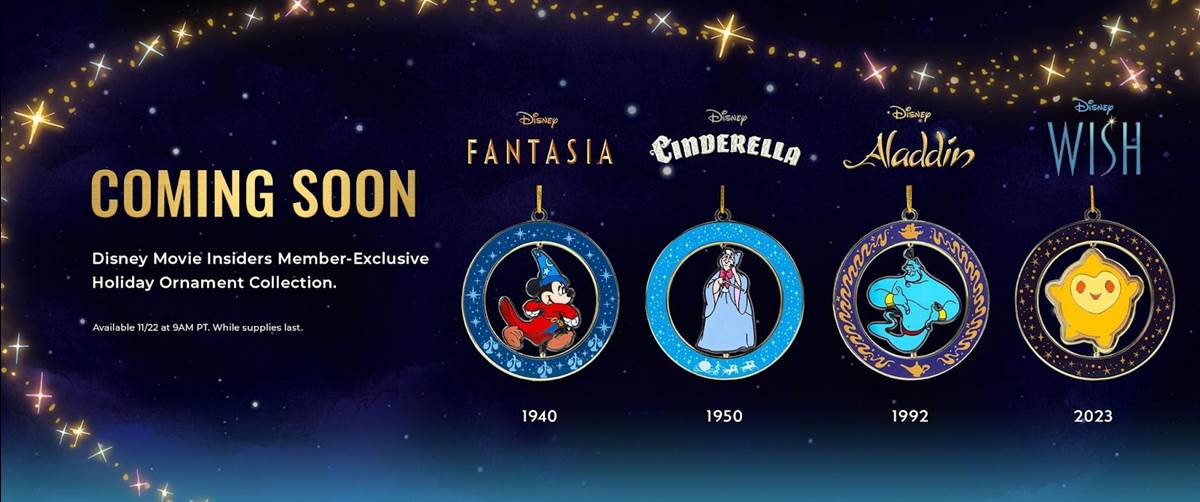 Disney Movie Insiders 2023 Holiday Ornament Collection Revealed