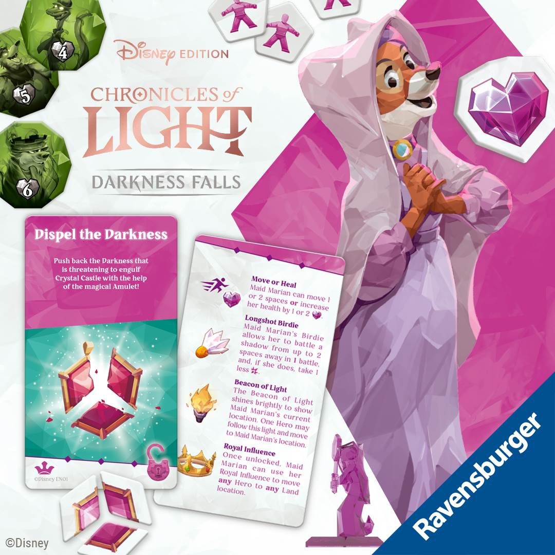 Exclusive Reveal: Game Components for Maid Marian in Ravensburger's "Chronicles of Light: Darkness Falls (Disney Edition)" - - Vimarsana News