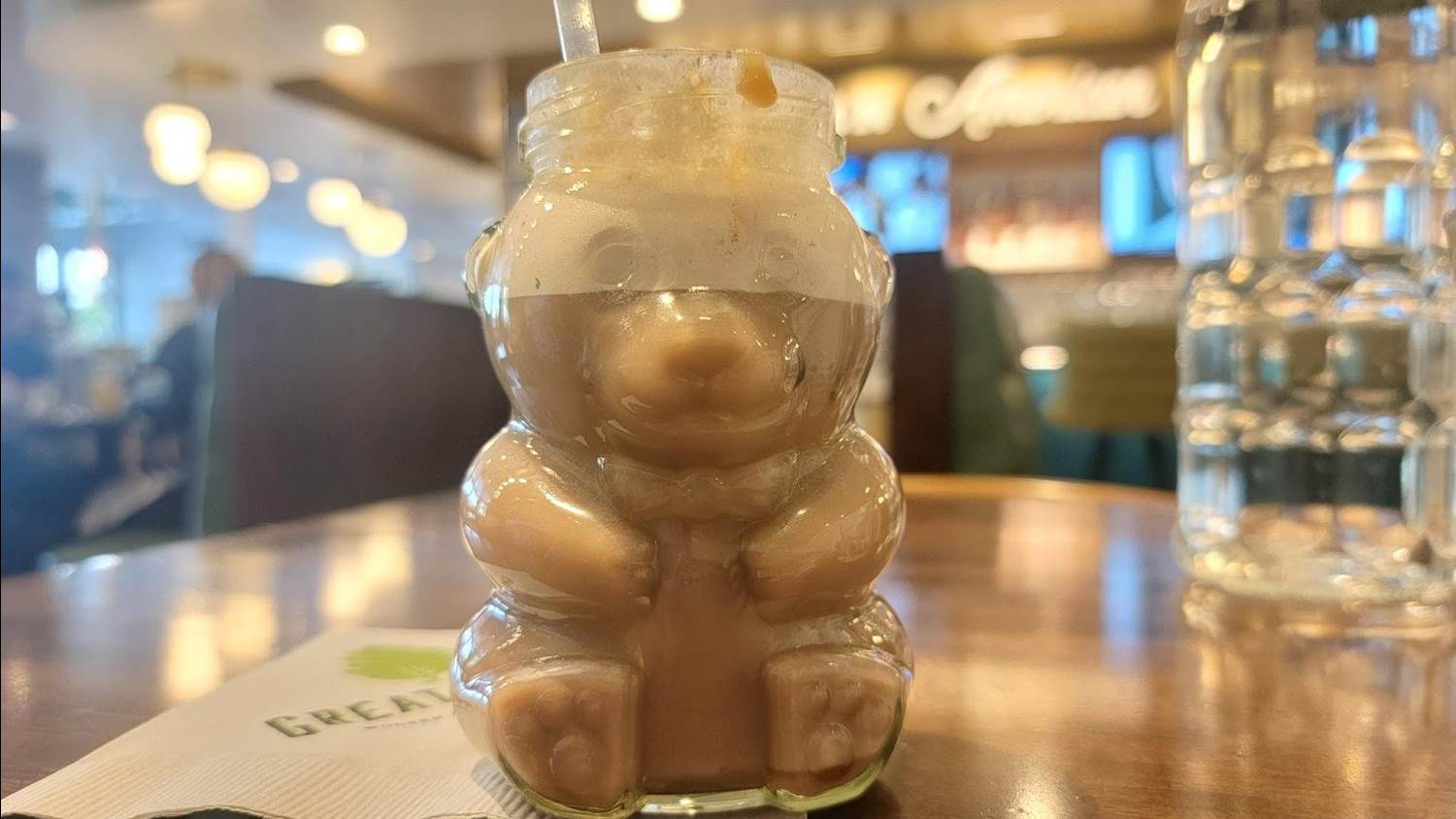 Great Maple Restaurant Espresso drinks served in adorable glass bear mug