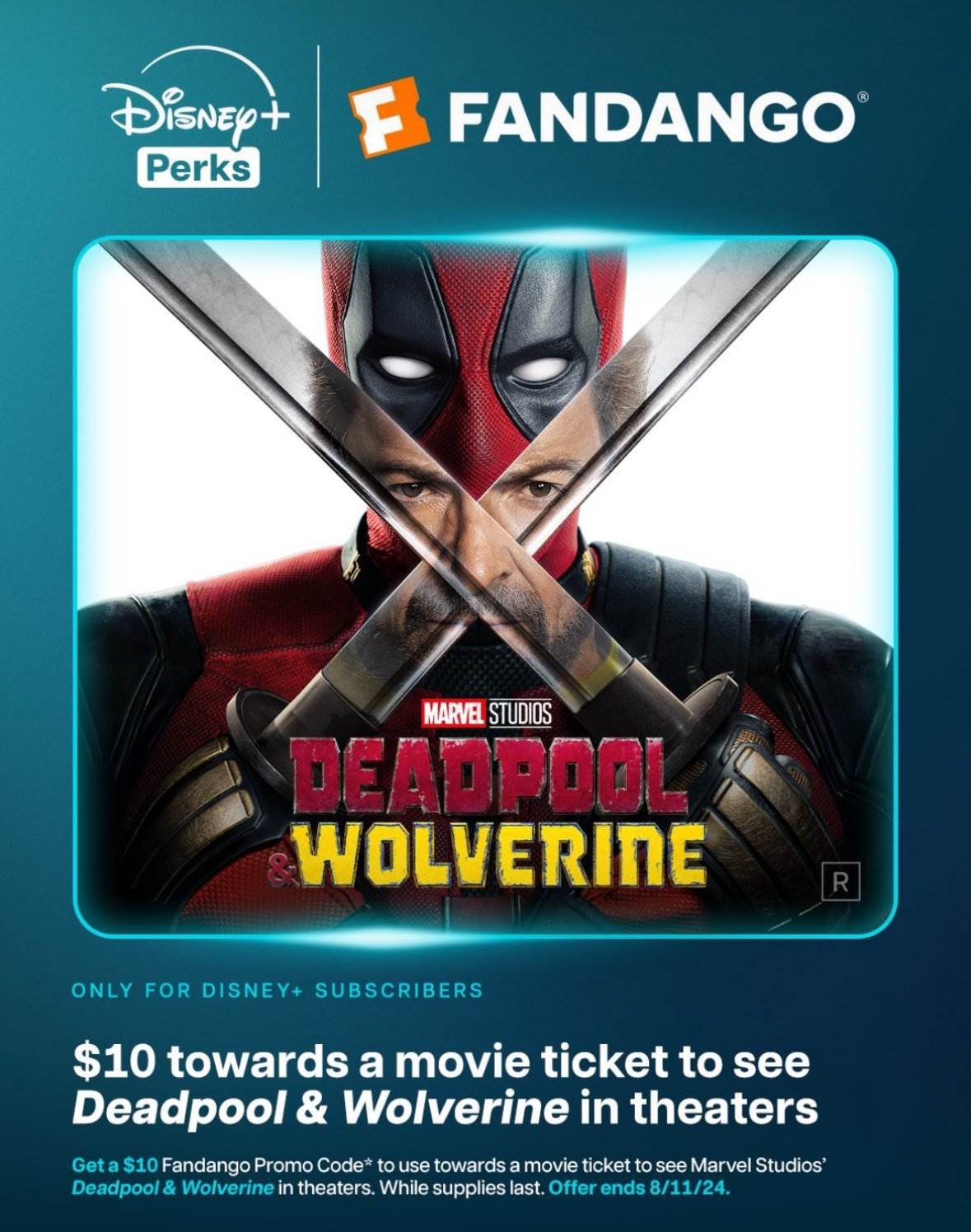Disney+ Subscribers Can Save $10 Off “Deadpool & Wolverine” Tickets on
