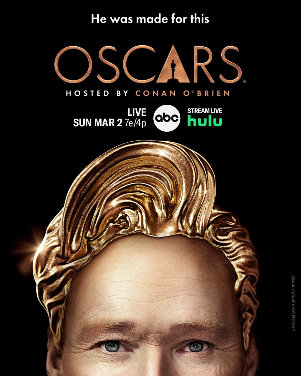 Oscars Host Conan O'Brien's Golden Pompadour Featured in Key Art for